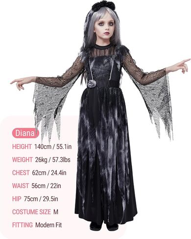 Spooktacular Creations Haunted Princess Costumes for Girls, Kids Scary Cemetery Bride Dress, Zombie Gothic Outfits with Headband for Halloween Ghost Role Playing Parties in Saudi Arabia