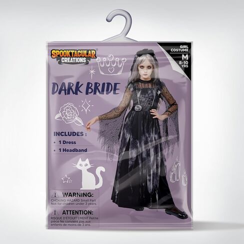 Spooktacular Creations Haunted Princess Costumes for Girls, Kids Scary Cemetery Bride Dress, Zombie Gothic Outfits with Headband for Halloween Ghost Role Playing Parties in Saudi Arabia