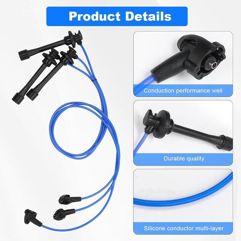 JDMON 5mm Spark Plug Wire Set Compatible with Toyota Avalon Camry Sienna Solara V6 3.0L 1996-2003 Replacement for 671-6183 6716183 7783 19037-20011 1903720011 19037-20010 1903720010 in Saudi Arabia