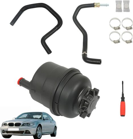 Power Steering Reservoir with Hose Kit Replacement for E46 323i 325i 325xi 328i 330i 1997-2006 32411097164 32411094306 in Saudi Arabia