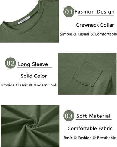 Arshiner Boys قمصان طويلة الأكمام الطويلة Crewneck t قميص Tees Tees مع جيب الصدر للأطفال من 5 إلى 12 سنة in Saudi Arabia