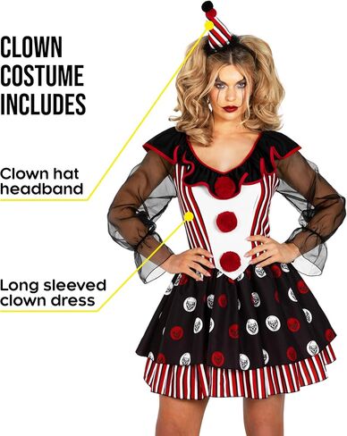 Morph Clown Clown Costume Womens Halloween Comple for Womens Clown Costume Jester Halloween Outfit Women in Saudi Arabia