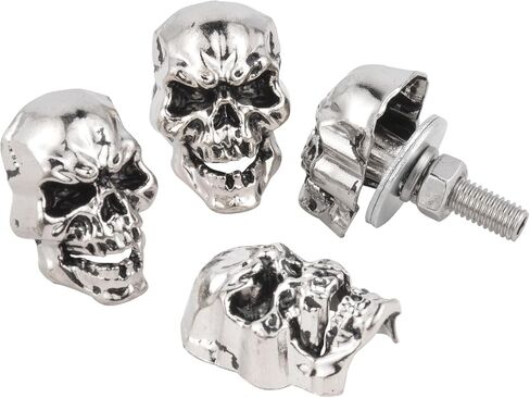 Arenbel Skull License Plate Frame Fasteners Funny Bolts Motorcycle Tag Screws Kit Fit Motorcycle Trucks SUV, Copper in Saudi Arabia