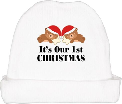 inktastic Twins First Christmas Baby Bears Baby Beanie Hat in Saudi Arabia