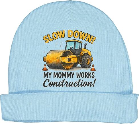inktastic Slow Down My Mommy Works Construction Baby Beanie Hat in Saudi Arabia