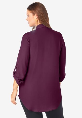 Roaman's Women's Plus Georgette Overlay قميص كبير in Saudi Arabia