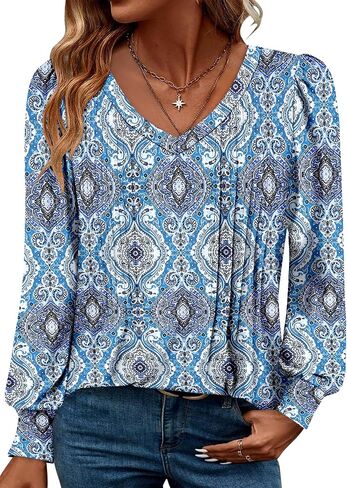 BETTE BOUTIK Womens Long Sleeve Tunic Tops Fall V Neck T-Shirts Blouses Casual Fashion Shirts in Saudi Arabia