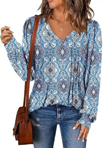 BETTE BOUTIK Womens Long Sleeve Tunic Tops Fall V Neck T-Shirts Blouses Casual Fashion Shirts in Saudi Arabia