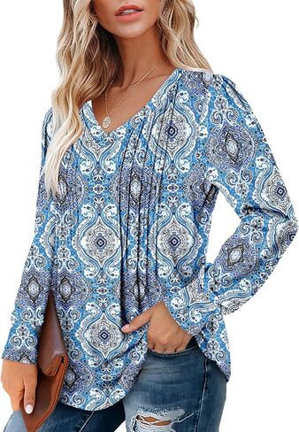 BETTE BOUTIK Womens Long Sleeve Tunic Tops Fall V Neck T-Shirts Blouses Casual Fashion Shirts in Saudi Arabia