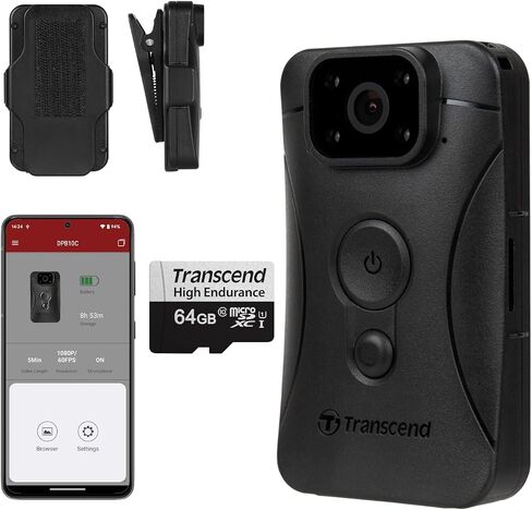 Transcend TS128GDPB40A DrivePro Body Camera 40 with 128GB Memory, 2K QHD 1440P 60fps, IP68 Rating, Wi-Fi, GPS, Electronic Image Stabilization and 11-Hour Battery Life in Kuwait