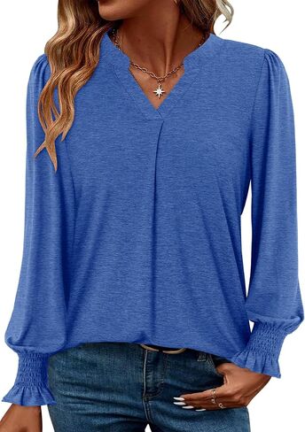 BETTE BOUTIK Womens Long Sleeve Tunic Tops Fall V Neck T-Shirts Blouses Casual Fashion Shirts in Saudi Arabia