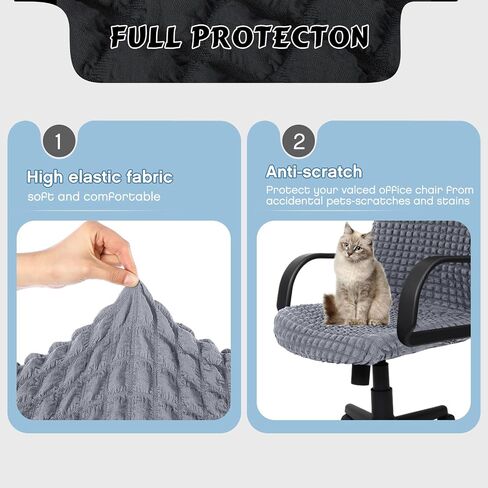 Weysat Office Chair Cover with Zipper Rolling Desk Chair Cover Gaming Covers Stretch Washable Protector Pets Slipcovers Fabric Slipcovers for Swivel Armchair Boss (Dark Gray) in Saudi Arabia
