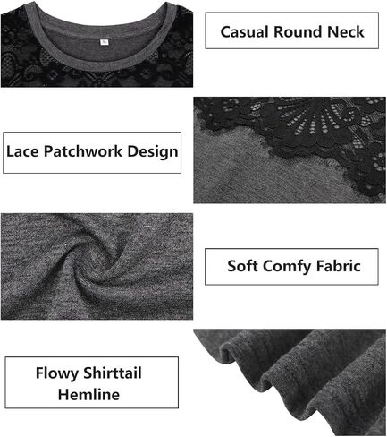 TIYOMI Plus Size Tops Long Sleeve Black Lace Dressy Casual T-shirt Fall Lightweight Sweatshirt Tunics Pullover XL-5XL in Saudi Arabia