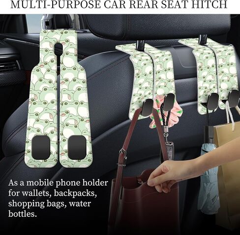 PU Leather Car Seat Hook, Storage Headrest Hanger, Cute Car Backseat Organizer, Car Hooks For Purses and Bags Brown Checkerboard in Saudi Arabia