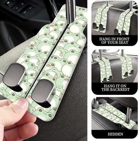 PU Leather Car Seat Hook, Storage Headrest Hanger, Cute Car Backseat Organizer, Car Hooks For Purses and Bags Brown Checkerboard in Saudi Arabia
