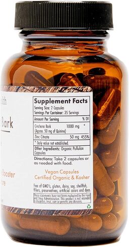 Quinine for Leg Cramps Defense, Restless Legs Relief - Organic Quinine with Zinc 50mg - Cinchona Bark Herbal Supplement for Muscle Cramp, Immune and Digestive - 70 Vegan Capsules - Organica Health in Saudi Arabia