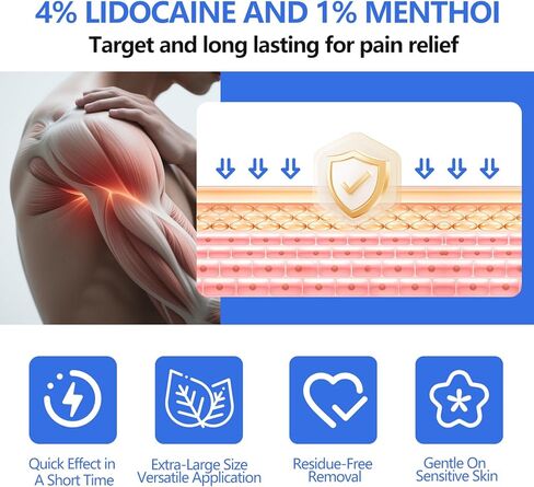 4% Lidocaine Pain Relief Patches Maximum Strength (8 Count),Gel Pain Patches for Back Knee Joint Neck Shoulder Muscle Pain Relief in Kuwait