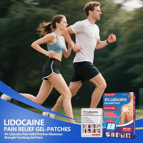 4% Lidocaine Pain Relief Patches Maximum Strength (8 Count),Gel Pain Patches for Back Knee Joint Neck Shoulder Muscle Pain Relief in Kuwait