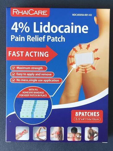 4% Lidocaine Pain Relief Patches Maximum Strength (8 Count),Gel Pain Patches for Back Knee Joint Neck Shoulder Muscle Pain Relief in Kuwait