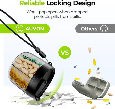 AUVON Pill Organizer with 7 Large Compartments, Portable Pill Box 7 Day with Wide Opening for Easy Use, Travel Pill Container for Medications, Vitamins, Fish Oils, Supplements in Saudi Arabia