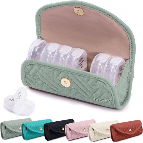 Bagsfy Weekly Pill Organizer مرتين في اليوم في علبة حبوب النسيج اللطيفة ، حقيبة الطب ، AM PM Pill Box 7 أيام ، حالة سفر للأدوية المحمولة للحبوب ، الفيتامينات ، زيوت السمك ، المكملات الغذائية. in Kuwait