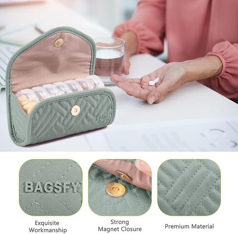 Bagsfy Weekly Pill Organizer مرتين في اليوم في علبة حبوب النسيج اللطيفة ، حقيبة الطب ، AM PM Pill Box 7 أيام ، حالة سفر للأدوية المحمولة للحبوب ، الفيتامينات ، زيوت السمك ، المكملات الغذائية. in Kuwait