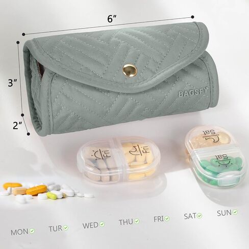 Bagsfy Weekly Pill Organizer مرتين في اليوم في علبة حبوب النسيج اللطيفة ، حقيبة الطب ، AM PM Pill Box 7 أيام ، حالة سفر للأدوية المحمولة للحبوب ، الفيتامينات ، زيوت السمك ، المكملات الغذائية. in Kuwait