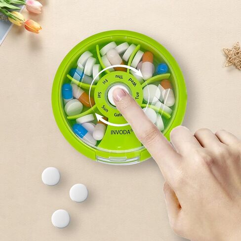 Travel Pill Organizer Weekly Pill Container 7 Day Daily Pill Box Small Portable Pill Case for Fish Oil Supplements Vitamins Organizer in Saudi Arabia