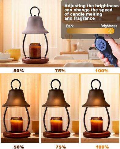 Candle Warmer Lamp with Timer & Dimmer - Electric Candle Light Warmer for Jar Candles, Adjustable Brightness, 2 Replacement Bulbs Included (White) in Saudi Arabia