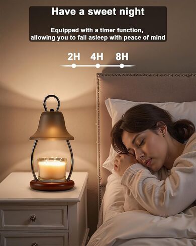 Candle Warmer Lamp with Timer & Dimmer - Electric Candle Light Warmer for Jar Candles, Adjustable Brightness, 2 Replacement Bulbs Included (White) in Saudi Arabia