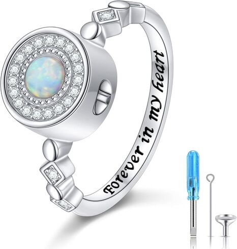 DAOCHONG Urn Ring for Ashes 925 Sterling Silver Infinity Urn Ring Heart Shape Hold Loved Ones Ashes Forever In My Heart Keepsake Locket Rings Ash Memorial Keepsake Cremation Jewelry Rings Gifts for in Saudi Arabia