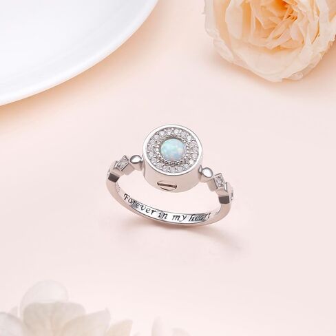 DAOCHONG Urn Ring for Ashes 925 Sterling Silver Infinity Urn Ring Heart Shape Hold Loved Ones Ashes Forever In My Heart Keepsake Locket Rings Ash Memorial Keepsake Cremation Jewelry Rings Gifts for in Saudi Arabia