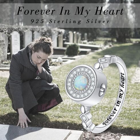 DAOCHONG Urn Ring for Ashes 925 Sterling Silver Infinity Urn Ring Heart Shape Hold Loved Ones Ashes Forever In My Heart Keepsake Locket Rings Ash Memorial Keepsake Cremation Jewelry Rings Gifts for in Saudi Arabia