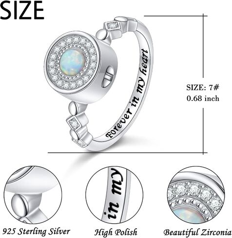 DAOCHONG Urn Ring for Ashes 925 Sterling Silver Infinity Urn Ring Heart Shape Hold Loved Ones Ashes Forever In My Heart Keepsake Locket Rings Ash Memorial Keepsake Cremation Jewelry Rings Gifts for in Saudi Arabia