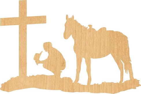 Cowboy at Cross Laser Cut Out Wood Shape Craft Supply - 2" in Saudi Arabia