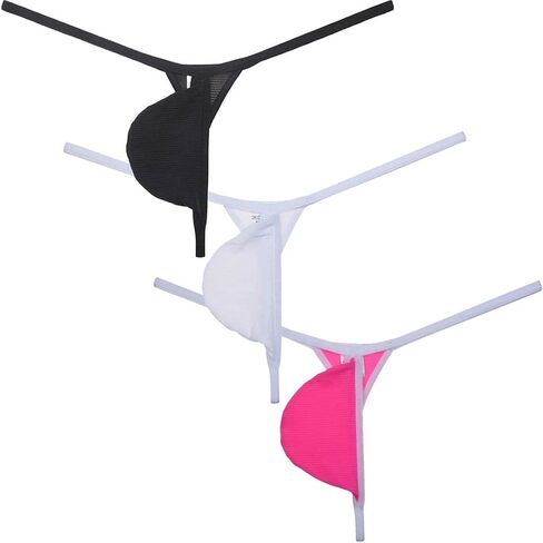 Men's Ice Silk Mini Bikini T-Back Drop-shaped String Thong Underwear Thin Tangas Soft Minimal Coverage Bottoms in Saudi Arabia