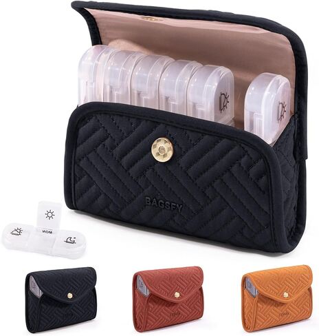 Bagsfy Weekly Pill Organizer مرتين في اليوم في علبة حبوب النسيج اللطيفة ، حقيبة الطب ، AM PM Pill Box 7 أيام ، حالة سفر للأدوية المحمولة للحبوب ، الفيتامينات ، زيوت السمك ، المكملات الغذائية. in Kuwait