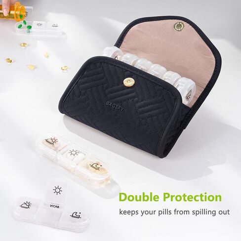 Bagsfy Weekly Pill Organizer مرتين في اليوم في علبة حبوب النسيج اللطيفة ، حقيبة الطب ، AM PM Pill Box 7 أيام ، حالة سفر للأدوية المحمولة للحبوب ، الفيتامينات ، زيوت السمك ، المكملات الغذائية. in Kuwait