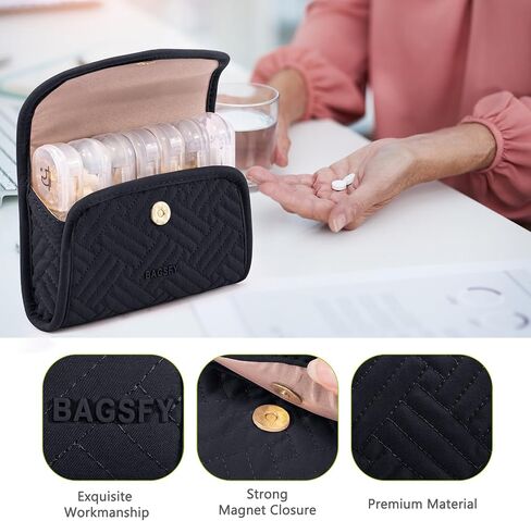 Bagsfy Weekly Pill Organizer مرتين في اليوم في علبة حبوب النسيج اللطيفة ، حقيبة الطب ، AM PM Pill Box 7 أيام ، حالة سفر للأدوية المحمولة للحبوب ، الفيتامينات ، زيوت السمك ، المكملات الغذائية. in Kuwait