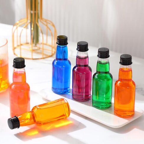 120 Pcs Mini Liquor Bottles Airtight Shot Miniature Empty Plastic Alcohol Spirit Shot Bottles with Funnels for Party Favors, Weddings(2 oz,Silver, Gold, Black) in Saudi Arabia