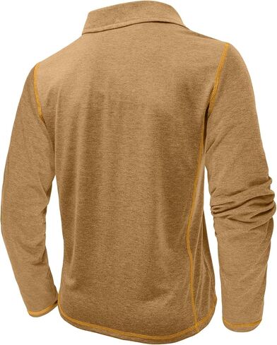 Mens Athletic Polo Shirt Cotton Workout Button Collar Long Sleeve Shirts with Pocket in Saudi Arabia