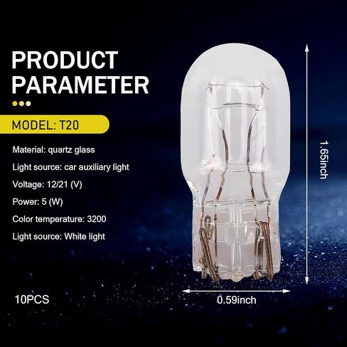 10 PCS T10 Car Brake Lights, T10 168 192 12V 5WDouble-wire Vehicle Turn Signal Tail Light Replacements, Universal Waterproof Automotive Lighting Accessories for Truck SUV Car (White Light) in Saudi Arabia