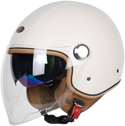 Open Face Motorcycle Helmets, DOT Approved 3/4 Moped Helmet Dual Visor Quick Release Buckle, Motorcycle Helmets for Adults, Vintage Helmets for Moped Scooter in Kuwait