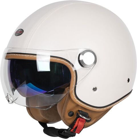 Open Face Motorcycle Helmets, DOT Approved 3/4 Moped Helmet Dual Visor Quick Release Buckle, Motorcycle Helmets for Adults, Vintage Helmets for Moped Scooter in Kuwait