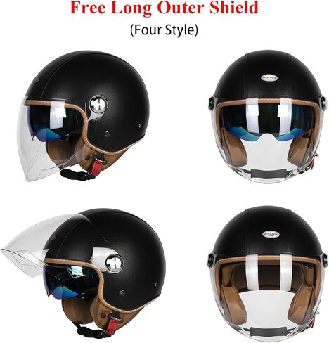 خوذات الدراجات النارية المفتوحة للدراجات النارية ، واعتدت بنقطة 3/4 خوذة مزدوجة الحافة المزدوجة مشبك سرعان in Kuwait