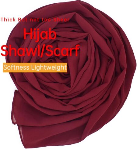 Chiffon Scarf Long Hijabs Soft Lightweight Shawls Breathable Solid Beach Sun-proof Coverup Wraps for Women in Kuwait