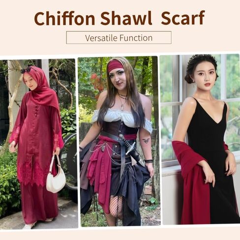 Chiffon Scarf Long Hijabs Soft Lightweight Shawls Breathable Solid Beach Sun-proof Coverup Wraps for Women in Kuwait