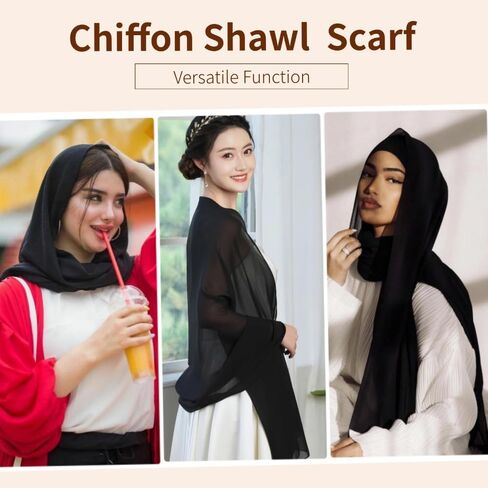 Chiffon Scarf Long Hijabs Soft Lightweight Shawls Breathable Solid Beach Sun-proof Coverup Wraps for Women in Kuwait