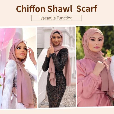 Chiffon Scarf Long Hijabs Soft Lightweight Shawls Breathable Solid Beach Sun-proof Coverup Wraps for Women in Kuwait