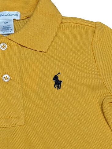POLO RALPH LAUREN Infant Boys Mesh Classic Fit Polo Shirt (3M, Pale Yellow (Navy Pony)) in Saudi Arabia